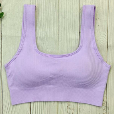 Αθλητικό σουτιέν με ραβδώσεις Γυναικείο Crop Top Λευκό σουτιέν γιόγκα Άνευ ραφής τανκ Μπλούζες Καλοκαιρινή προπόνηση γυμναστικής σουτιέν με επένδυση