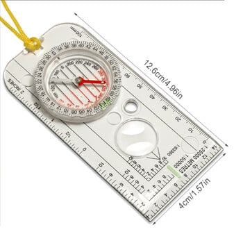 Επαγγελματικό Mini Compass Χάρτης Κλίμακα χάρακα Πολυλειτουργικός εξοπλισμός Υπαίθρια πεζοπορία Camping Survival Guiding Εργαλείο μεγέθυνσης