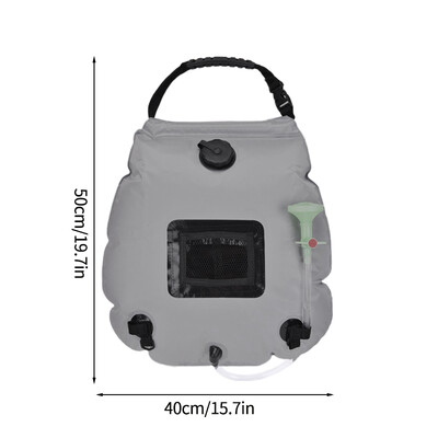 Φορητή τσάντα ντους 20 λίτρων Ηλιακή τσάντα ντους εξωτερικού χώρου Αναδιπλούμενη τσάντα μπάνιου κάμπινγκ Θέρμανση Δοχείο αποθήκευσης νερού με εναλλάξιμη κεφαλή