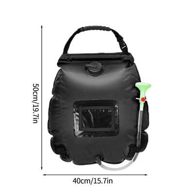 Φορητή τσάντα ντους 20 λίτρων Ηλιακή τσάντα ντους εξωτερικού χώρου Αναδιπλούμενη τσάντα μπάνιου κάμπινγκ Θέρμανση Δοχείο αποθήκευσης νερού με εναλλάξιμη κεφαλή