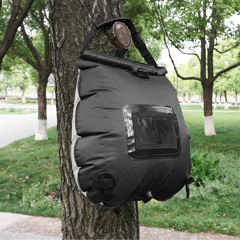 Φορητή τσάντα ντους 20 λίτρων Ηλιακή τσάντα ντους εξωτερικού χώρου Αναδιπλούμενη τσάντα μπάνιου κάμπινγκ Θέρμανση Δοχείο αποθήκευσης νερού με εναλλάξιμη κεφαλή