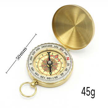 G50 Compass Pure Copper Джобен часовник сочи към север 45g Многофункционален компас със светлинен ретро флип капак за туризъм