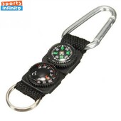 Instrumente în aer liber Camping multifuncțional Indicator busolă Mini breloc metalic Termometru pentru alpinism Cârlig cheie pentru drumeții Accesorii sportive