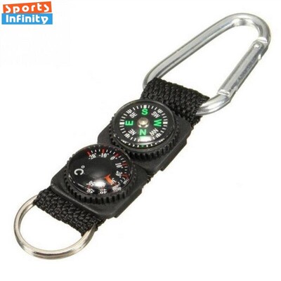 Εργαλεία εξωτερικού χώρου Camping Multiuse Compass Pointer Mini Keychain Μεταλλικό Θερμόμετρο αναρρίχησης Κλειδί για πεζοπορία Αθλητικά αξεσουάρ