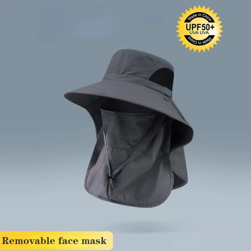 Αντιηλιακό καπέλο Προστασία λαιμού Ενσωματωμένο καπέλο ψαρέματος Καλοκαιρινό αναπνεύσιμο καπέλο ψαρά Αντιανεμικές μεγάλες μαρκίζες
