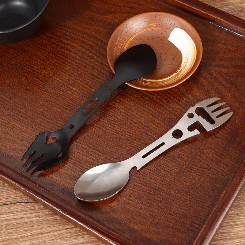 Outdoor Survival Tools 5 az 1-ben Camping Többfunkciós EDC készlet Praktikus Villa Kés Kanál üveg/konzervnyitó