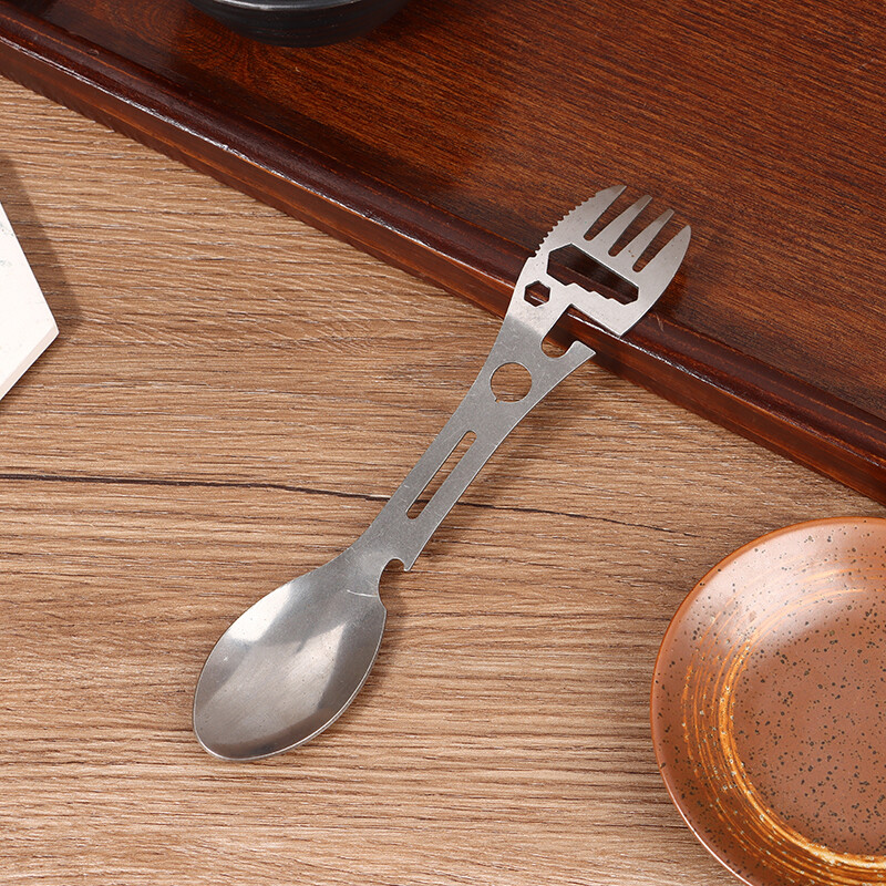 Outdoor Survival Tools 5 az 1-ben Camping Többfunkciós EDC készlet Praktikus Villa Kés Kanál üveg/konzervnyitó