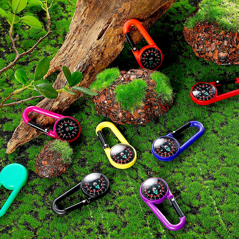 Mini lengvas kompasas, nešiojami karabininiai raktų pakabukų kompasai, lauko stovyklavimo įrankis, alpinizmo turizmo išgyvenimo įranga