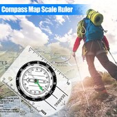 Επαγγελματικό Mini Compass Map Scale Ruler Πολυλειτουργικός εξοπλισμός για πεζοπορία και κατασκήνωση Εργαλείο οδηγού επιβίωσης σε εξωτερικούς χώρους