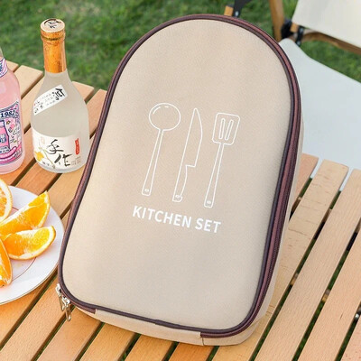 Taška na kempingový riad, prenosná taška na piknikový BBQ riad, vrecko na vonkajší kuchynský riad, organizér na kuchynský riad