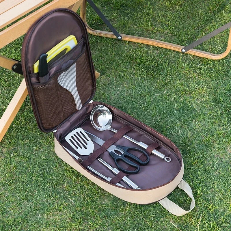 Taška na kempingový riad, prenosná taška na piknikový BBQ riad, vrecko na vonkajší kuchynský riad, organizér na kuchynský riad