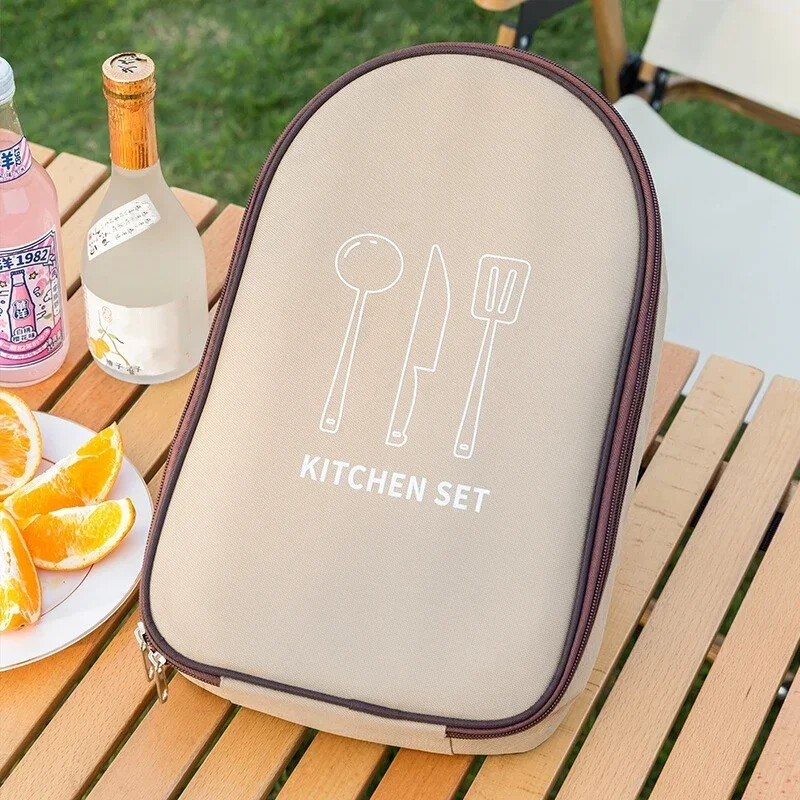Taška na kempingový riad, prenosná taška na piknikový BBQ riad, vrecko na vonkajší kuchynský riad, organizér na kuchynský riad
