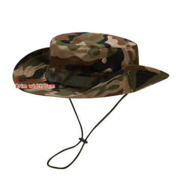 Нова тактическа камуфлажна шапка Boonie Мъжки шапки с кофа Лов Туризъм На открито Camo Слънчеви шапки Панама Лятна шапка