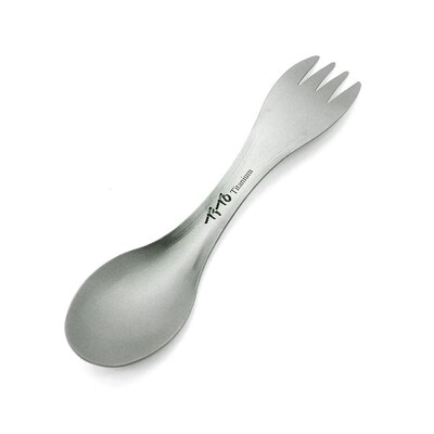 Κουτάλι Titanium Spork Εξαιρετικά ελαφριά μαγειρικά σκεύη φορητό για υπαίθριο κάμπινγκ Αξεσουάρ πικ νικ Ταξίδι πεζοπορίας 2 σε 1 Επιτραπέζια σκεύη