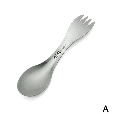 Κουτάλι Titanium Spork Εξαιρετικά ελαφριά μαγειρικά σκεύη φορητό για υπαίθριο κάμπινγκ Αξεσουάρ πικ νικ Ταξίδι πεζοπορίας 2 σε 1 Επιτραπέζια σκεύη