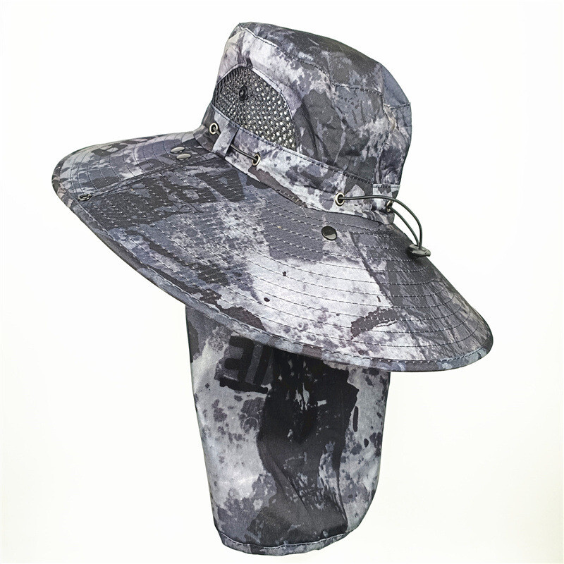 Saulessarga cepure Elpojoša Saules aizsardzība Vīriešu vasaras pret UV makšķerēšanas cepure Liela mala seja Aizsegs pret moskītu necaurlaidīgs Fisherman saules cepure