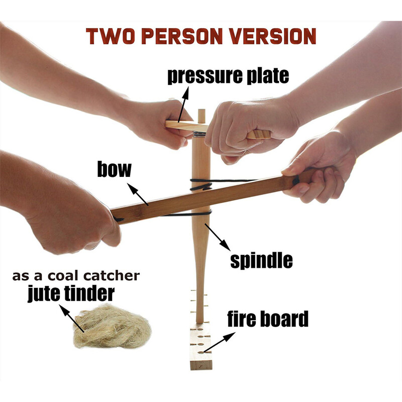 Súprava na rýchle zapaľovanie pre vonkajšie použitie, sada na vŕtanie luku, zapaľovač vhodný pre jedného alebo dvoch hráčov, prežitie v divočine, začiatočník