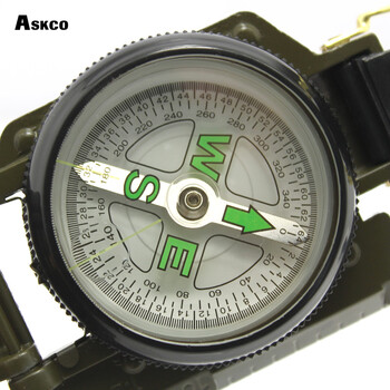 Алуминиева сплав Преносим Army Green Folding Lens Compass Metal Military Marching Lensatic Camping Compass Guide High Precision