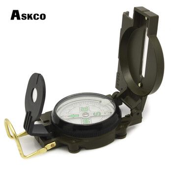 Алуминиева сплав Преносим Army Green Folding Lens Compass Metal Military Marching Lensatic Camping Compass Guide High Precision