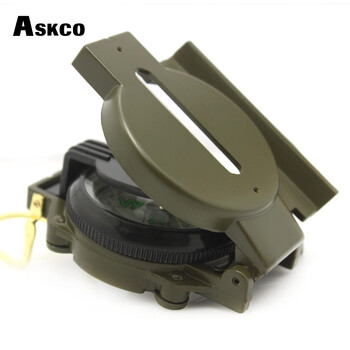 Алуминиева сплав Преносим Army Green Folding Lens Compass Metal Military Marching Lensatic Camping Compass Guide High Precision