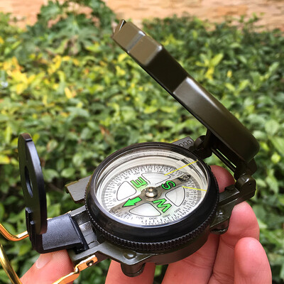 Φορητό κράμα αλουμινίου Army Green Folding Lens Compass Metal Military Marching Lensatic Camping Compass Οδηγός υψηλής ακρίβειας