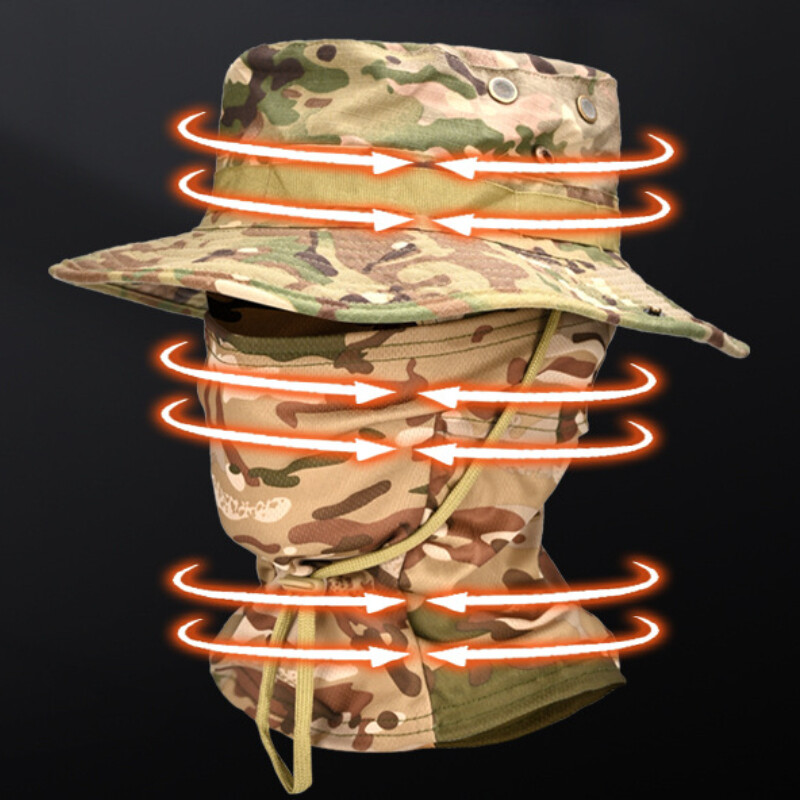 Κακουφάκι καμουφλάζ Γρήγορο στέγνωμα Balaclava Καπέλο φόρμα με πτυσσόμενο μαλακό καπέλο που αναπνέει για ψάρεμα εξωτερικού χώρου Αντιηλιακό καπέλο με φαρδύ γείσο Αντρικά καπέλα