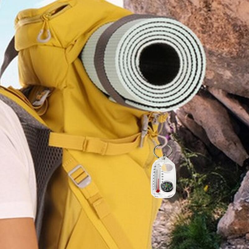 Lauko alpinizmo žygių kompasas nešiojamasis liuminescencinis tikslus kompaso termometro raktų pakabukas 3 viename lauko išgyvenimo įrankis