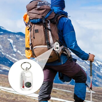 Πυξίδα και θερμόμετρα Keychain Survival Thermometer Compass Keychain Mini Pocket Πυξίδα Μπρελόκ Εξοπλισμός εξωτερικού χώρου