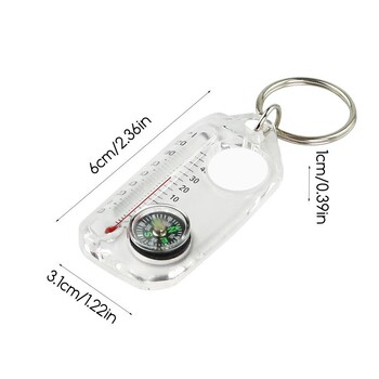 Πυξίδα και θερμόμετρα Keychain Survival Thermometer Compass Keychain Mini Pocket Πυξίδα Μπρελόκ Εξοπλισμός εξωτερικού χώρου