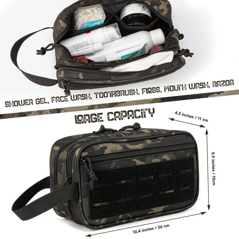 QT&QY Tactical Toiletry Bag for Men Τσάντα υγιεινής Military Tool Pouches Molle Pouches Small Dopp Kit Ανδρικό κιτ ξυρίσματος Τσάντα ντους ταξιδιού