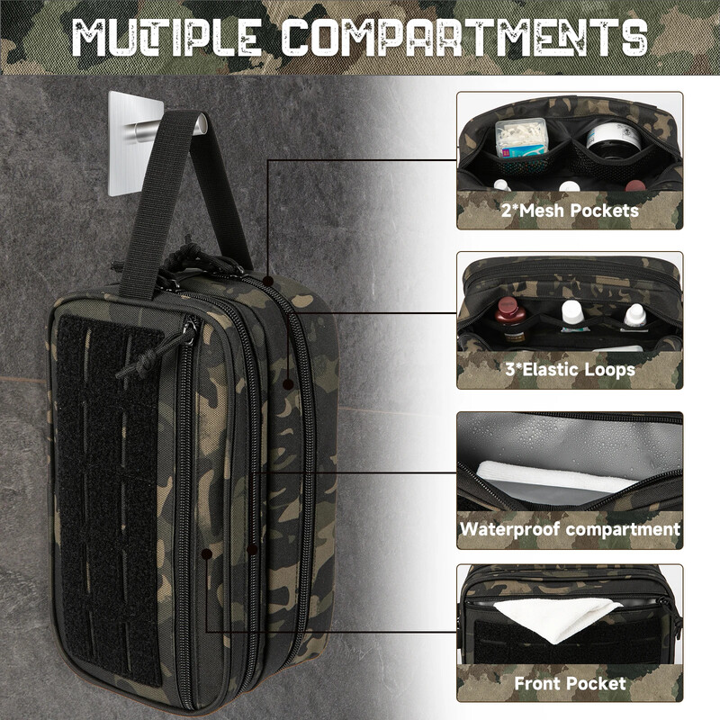 QT&QY Tactical Toiletry Bag for Men Τσάντα υγιεινής Military Tool Pouches Molle Pouches Small Dopp Kit Ανδρικό κιτ ξυρίσματος Τσάντα ντους ταξιδιού