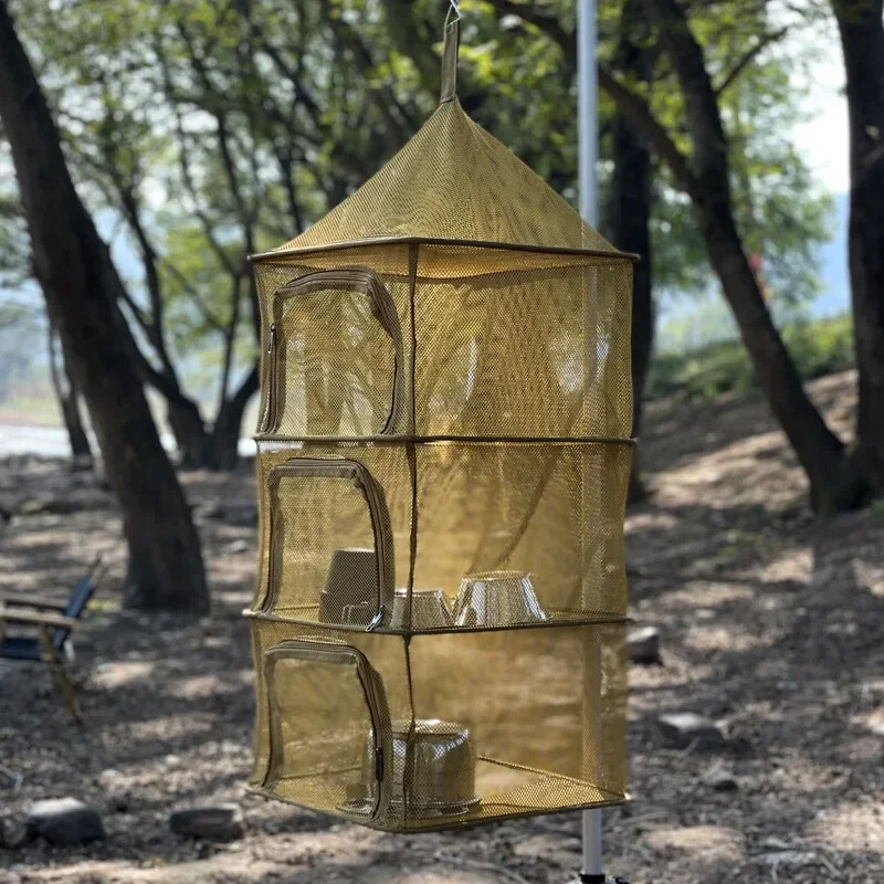 Prijenosni stalak za sušenje, mreža, sklopiva mreža za vješanje odjeće, mrežasta torba, polica za suđe za kampiranje na otvorenom, bilje, cvijeće, pupoljci