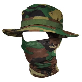 Camo καπέλο για άνδρες με ψύξη λαιμού Gaiter φαρδύ γείσο Camo καπέλο προσώπου κασκόλ Μάσκα Tactical Military for Running Hunting Fishing Outdoor