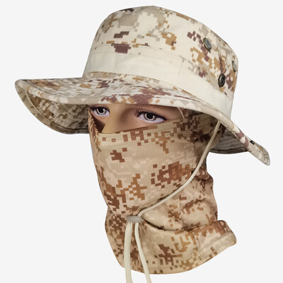Camo καπέλο για άνδρες με ψύξη λαιμού Gaiter φαρδύ γείσο Camo καπέλο προσώπου κασκόλ Μάσκα Tactical Military for Running Hunting Fishing Outdoor