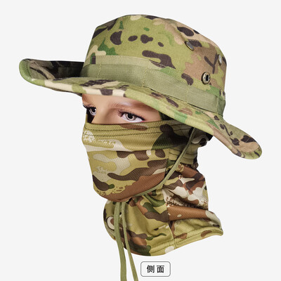 Camo καπέλο για άνδρες με ψύξη λαιμού Gaiter φαρδύ γείσο Camo καπέλο προσώπου κασκόλ Μάσκα Tactical Military for Running Hunting Fishing Outdoor