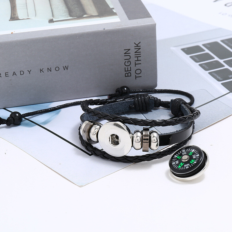 Busolă de mână tactică Instrument de camping în aer liber Aventura de supraviețuire Drumeții Echipament de turism Pescuit Vânătoare Echipament de brățară țesut PU