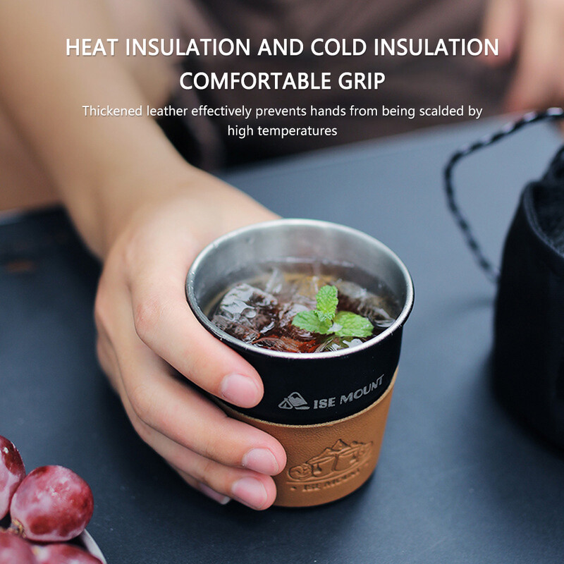 Ανοξείδωτο Φλιτζάνι Κάμπινγκ 300ml/350ml Φλιτζάνι Καφέ Καφέ για Πικ-νικ με Κάλυμμα Κυπέλλου Εξωτερικό Ελαφρύ επιτραπέζιο σκεύος για κάμπινγκ