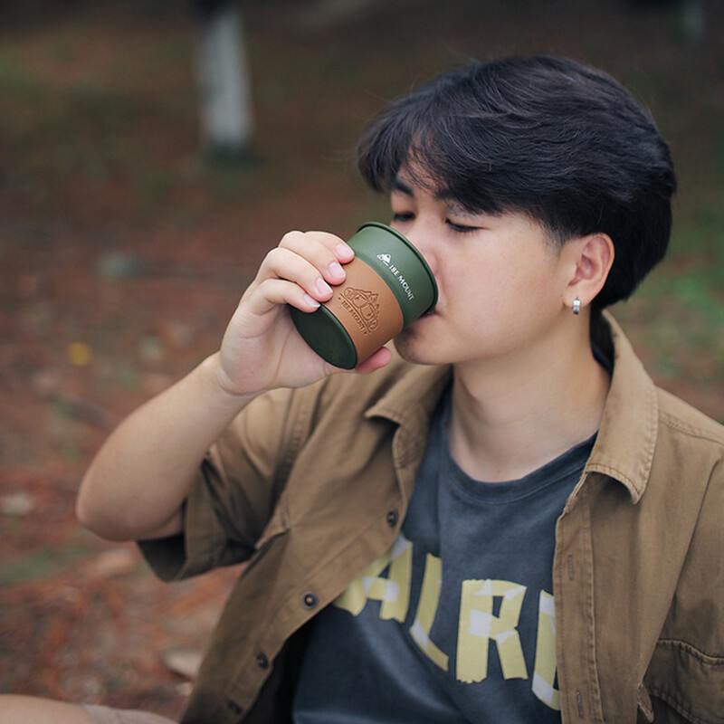 Ανοξείδωτο Φλιτζάνι Κάμπινγκ 300ml/350ml Φλιτζάνι Καφέ Καφέ για Πικ-νικ με Κάλυμμα Κυπέλλου Εξωτερικό Ελαφρύ επιτραπέζιο σκεύος για κάμπινγκ