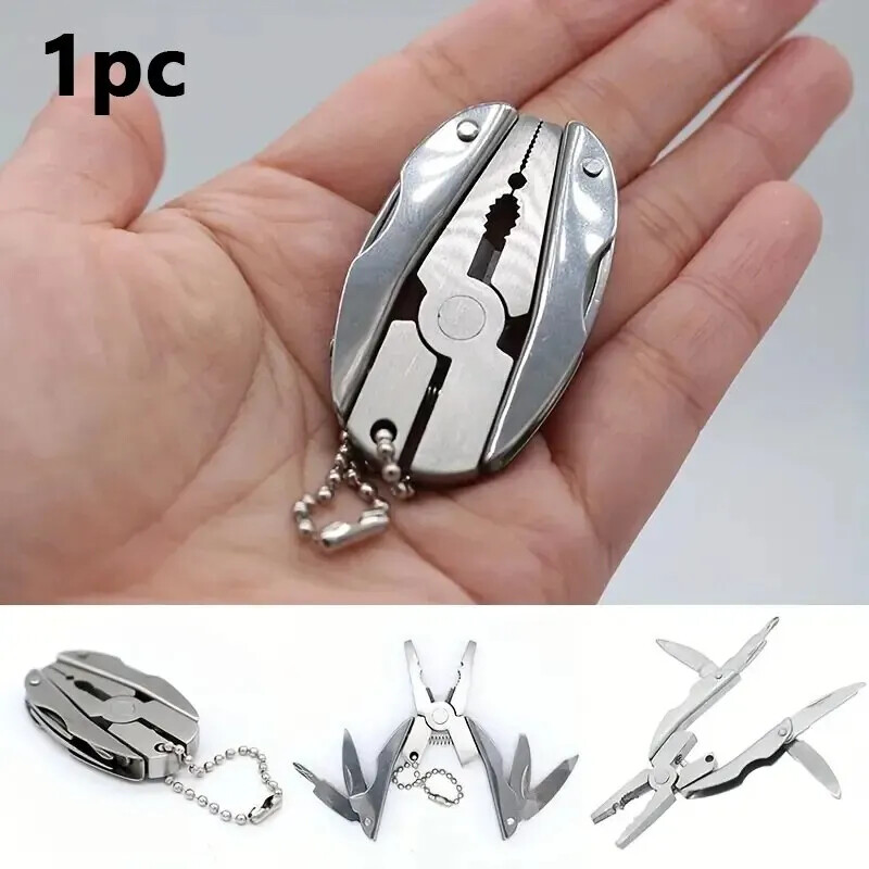 Nerūsējošā tērauda daudzfunkcionālu knaibles rīks āra pārnēsājams salokāms nazis atslēgu piekariņš skrūvgriezis instruments knaibles kempinga daudzfunkciju rīks