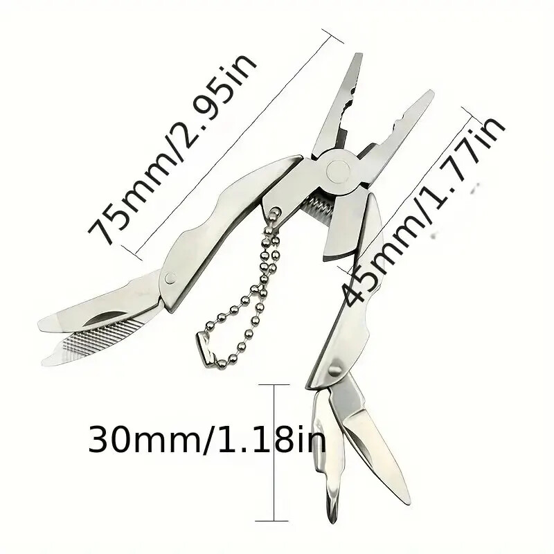 Nerūsējošā tērauda daudzfunkcionālu knaibles rīks āra pārnēsājams salokāms nazis atslēgu piekariņš skrūvgriezis instruments knaibles kempinga daudzfunkciju rīks