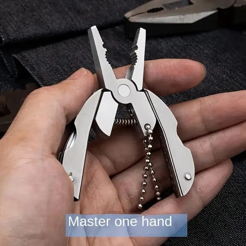 Nerūsējošā tērauda daudzfunkcionālu knaibles rīks āra pārnēsājams salokāms nazis atslēgu piekariņš skrūvgriezis instruments knaibles kempinga daudzfunkciju rīks