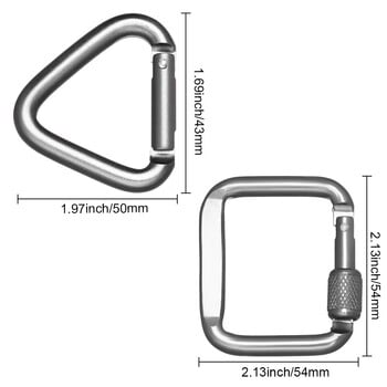 Ανθεκτικό τρίγωνο/τετράγωνο καραμπίνερ για υπαίθριο κάμπινγκ πεζοπορία Μπρελόκ με κουμπωτό άγκιστρο Βραστήρας πόρπη καραμπίνερ