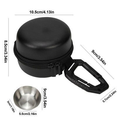 Φορητό μπολ τροφής για σκύλους γάτας με πόρπη σε σχήμα D από ανοξείδωτο χάλυβα Διπλό μπολ Μπολ Νερού Υπαίθριο Κάμπινγκ Προμήθειες διατροφής κατοικίδιων