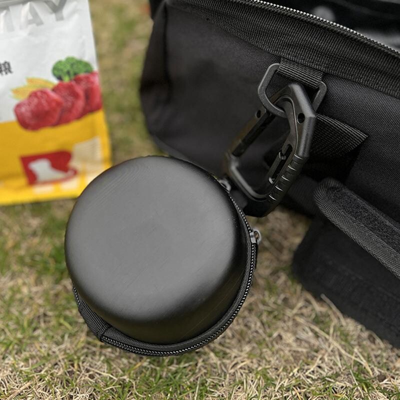 Φορητό μπολ τροφής για σκύλους γάτας με πόρπη σε σχήμα D από ανοξείδωτο χάλυβα Διπλό μπολ Μπολ Νερού Υπαίθριο Κάμπινγκ Προμήθειες διατροφής κατοικίδιων