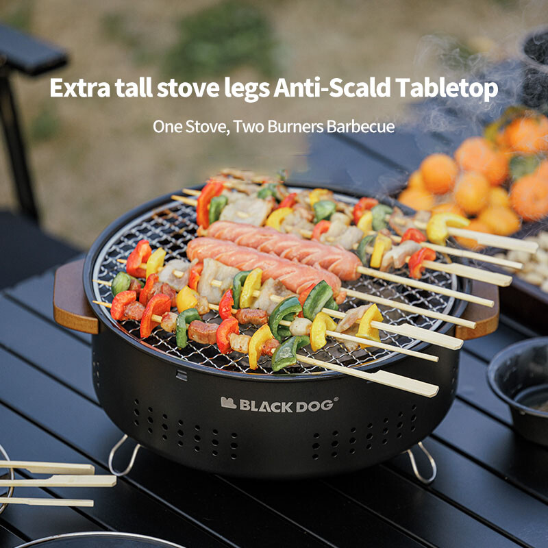 Blackdog Στρογγυλή Σόμπα Μαγειρική Γκριλ Τσάι Μπάρμπεκιου Γκριλ Υπαίθρια οικιακή ψησταριά μία εστία διπλής χρήσης Ψητοπωλείο Σκεύη φωτιάς