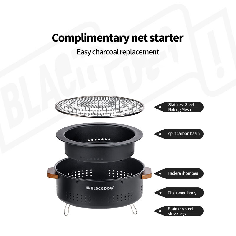 Blackdog Στρογγυλή Σόμπα Μαγειρική Γκριλ Τσάι Μπάρμπεκιου Γκριλ Υπαίθρια οικιακή ψησταριά μία εστία διπλής χρήσης Ψητοπωλείο Σκεύη φωτιάς