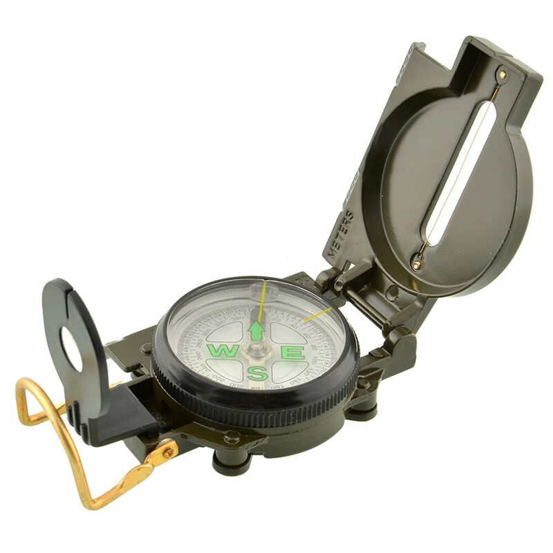 Portable Compass Military Outdoor Camping Folding Len Compass Army Green Hiking Survival Trip Precise Navigation Expedition