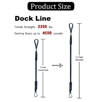 2/1PCS Dock Lines Еластично морско въже Бънджи шнурове Shock Ties for Kayak Watercraft Jet Ski Pontoon Canoe Motor Boat Accessories