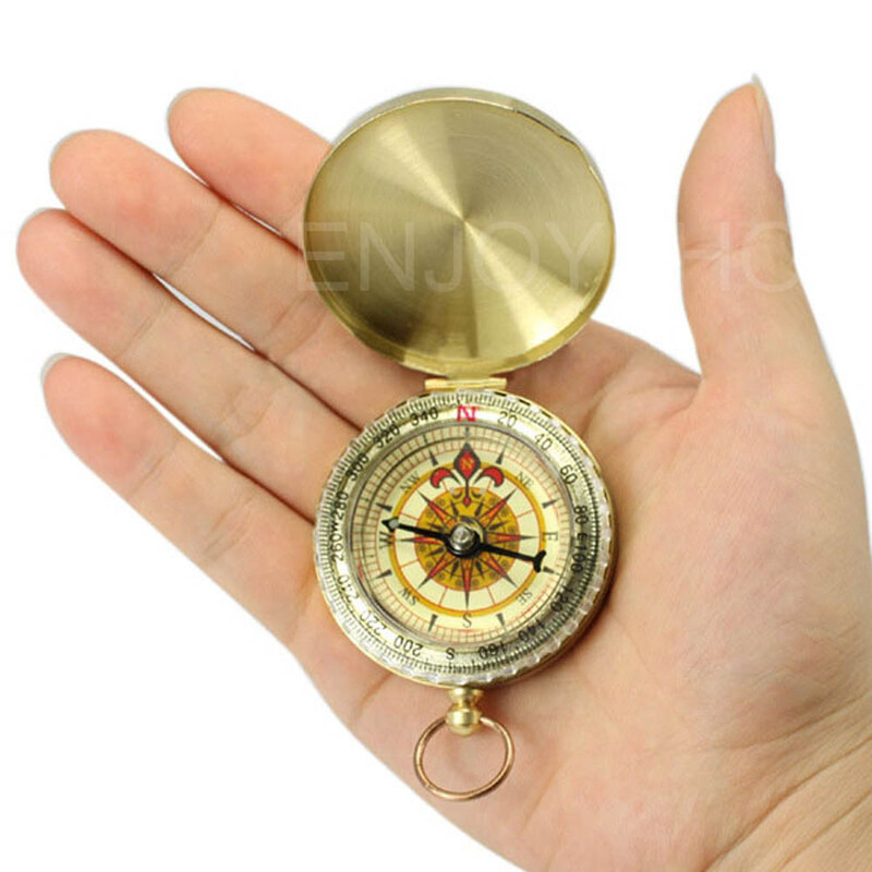 VEKKLA kompass jauns āra kempings pārgājieni pārnēsājams kabatas misiņa zelta krāsas vara kompasa navigācija ar noctilucence displeju