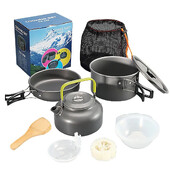 Πτυσσόμενο σετ μαγειρικών σκευών κάμπινγκ Αλουμινένιο αντικολλητικό φορητό επιτραπέζιο σκεύος εξωτερικού χώρου Βραστήρας Κατσαρόλα Μπολ Μπολ για πεζοπορία μπάρμπεκιου πικνίκ